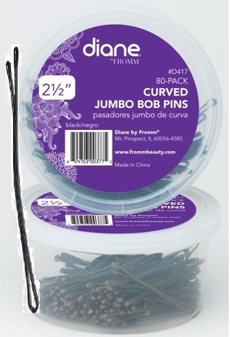 CURVED JUMBO BOB PINS 2.5" BLACK 80-PACK 